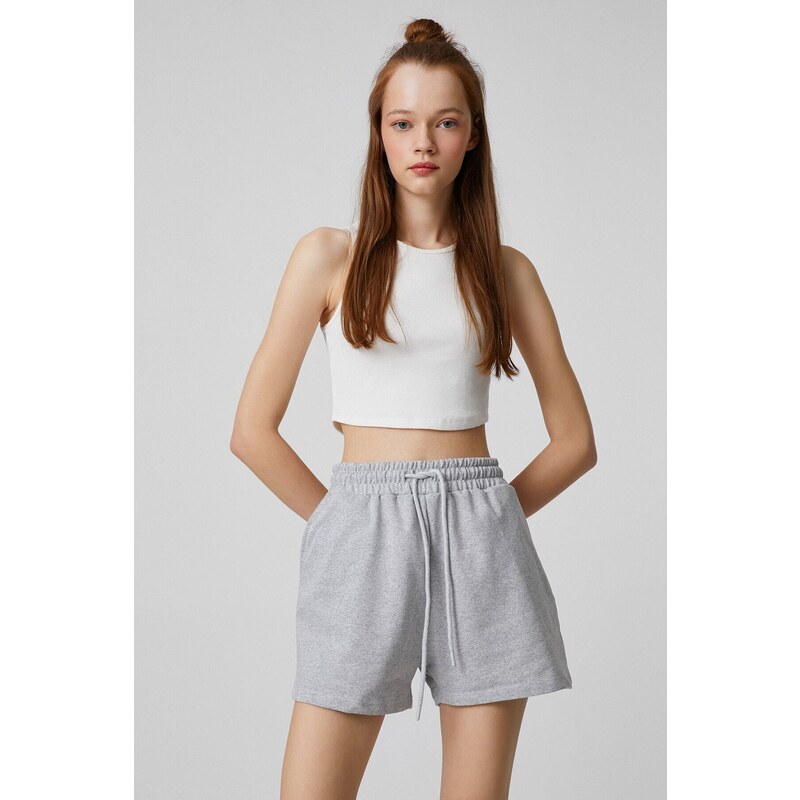 Koton Mini Shorts with Lace-Up Waist, Relaxed Cut, Pocket Detailed.