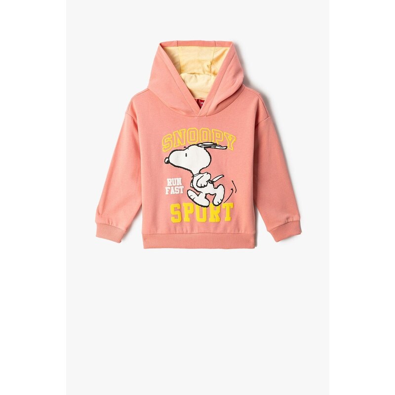 Koton Baby Boy Cotton Long Sleeve Snoopy Printed Licensed Hooded Sweatshirt 3smb10092tk