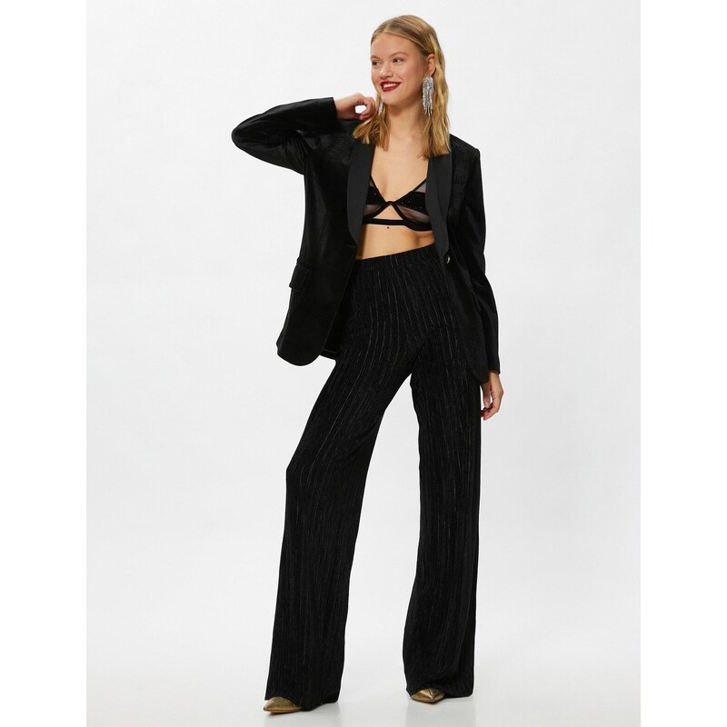Koton Corduroy Palazzo Pants with Elastic Waist.