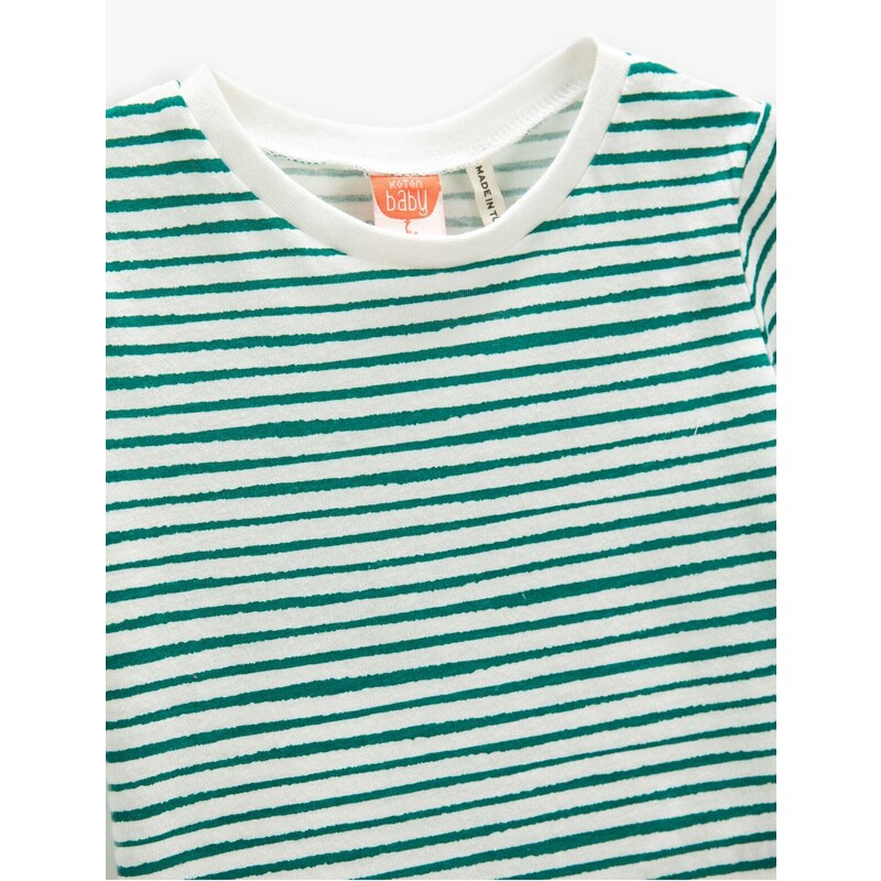 Koton Striped Basic T-Shirt Short Sleeve Crew Neck Cotton