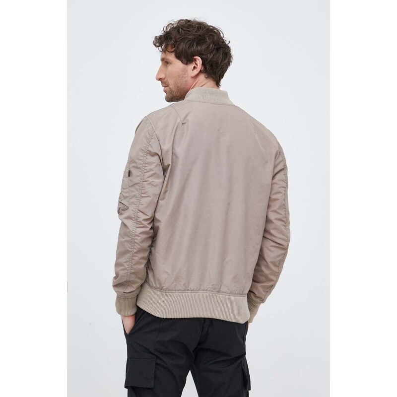 Bomber bunda Alpha Industries béžová barva, přechodná