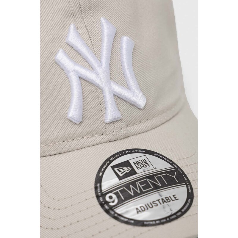 Bavlněná baseballová čepice New Era šedá barva, NEW YORK YANKEES