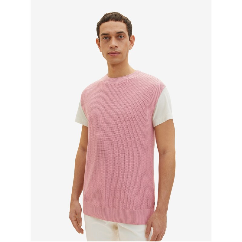 Růžová pánská svetrová vesta Tom Tailor - Pánské