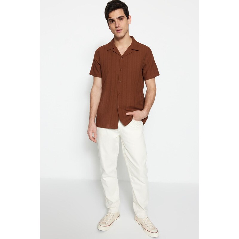 Trendyol Brown Regular Fit Linen Look Shirt