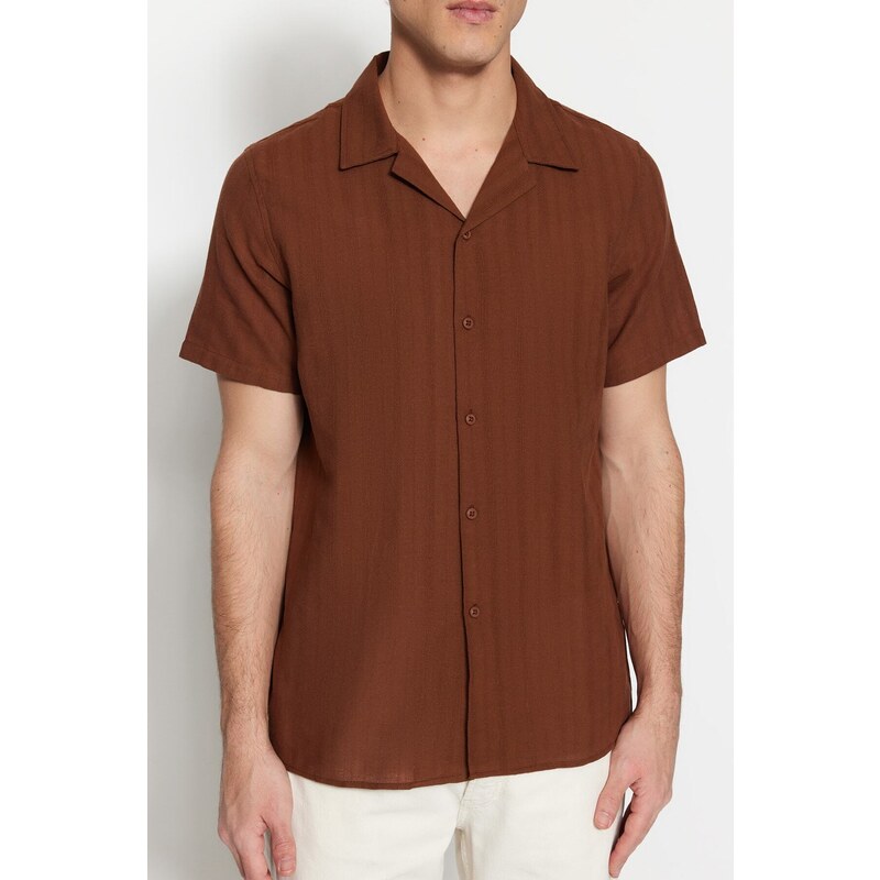 Trendyol Brown Regular Fit Linen Look Shirt