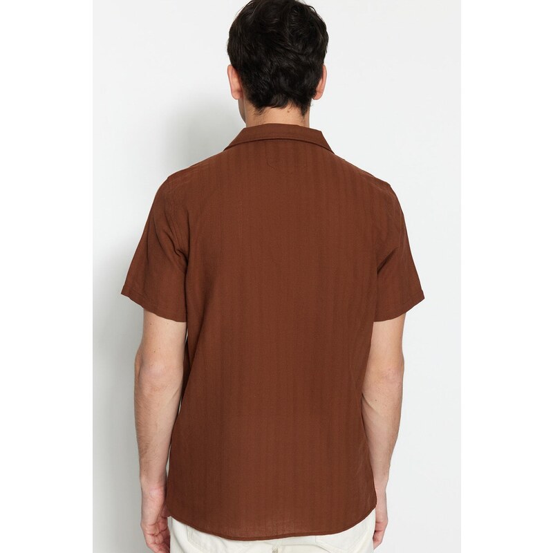 Trendyol Brown Regular Fit Linen Look Shirt