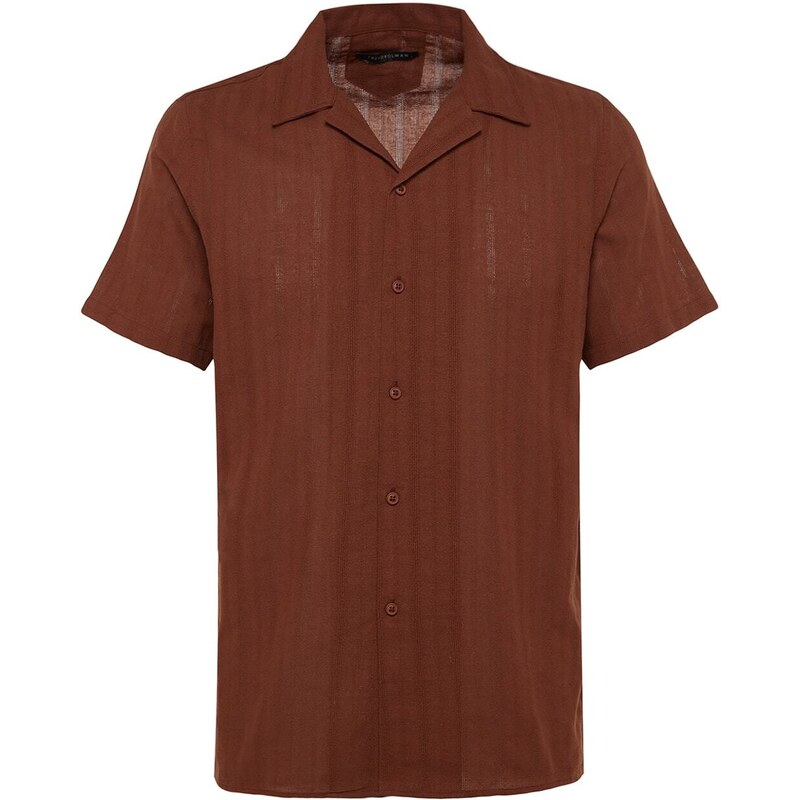 Trendyol Brown Regular Fit Linen Look Shirt