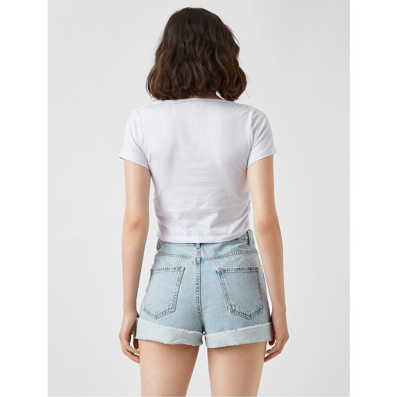 Koton Square Neck T-Shirt Short Sleeve Cotton