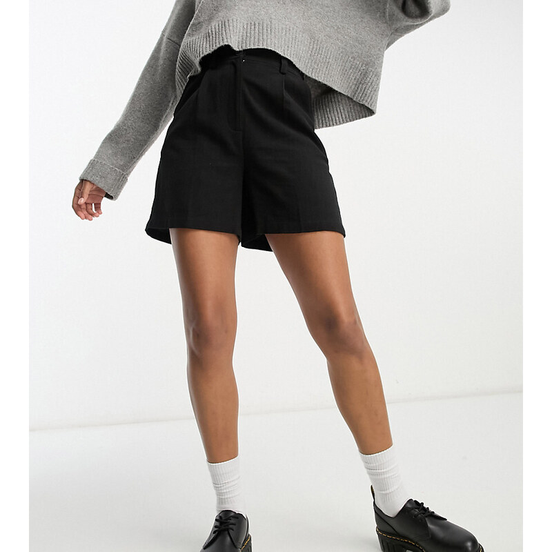 ASOS Tall ASOS DESIGN Tall dad short with linen in black 100048693