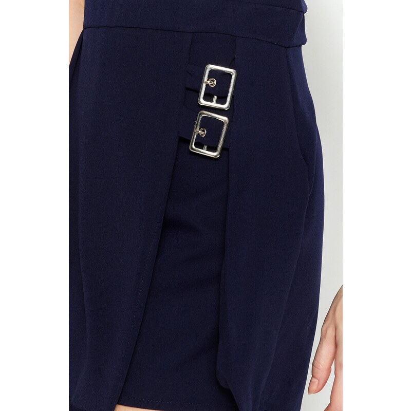 Trendyol Navy Blue Mini Woven Short Skirt Belt Detailed Jumpsuit
