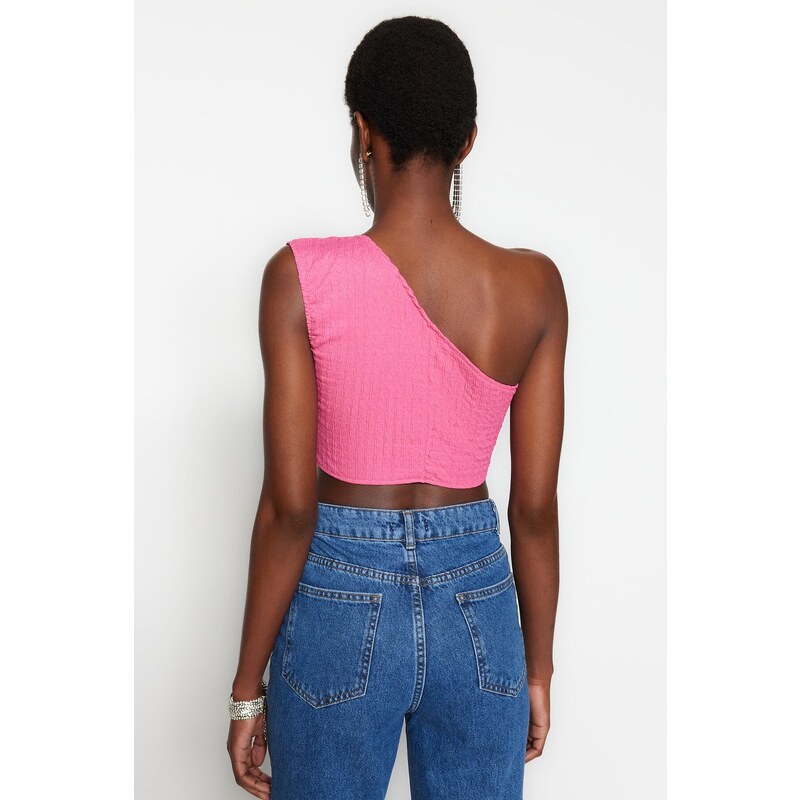 Trendyol Fuchsia Crop Knitted Textured Bustier