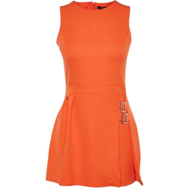 Trendyol Orange Mini Short Skirt with Belt Detail Woven Jumpsuit