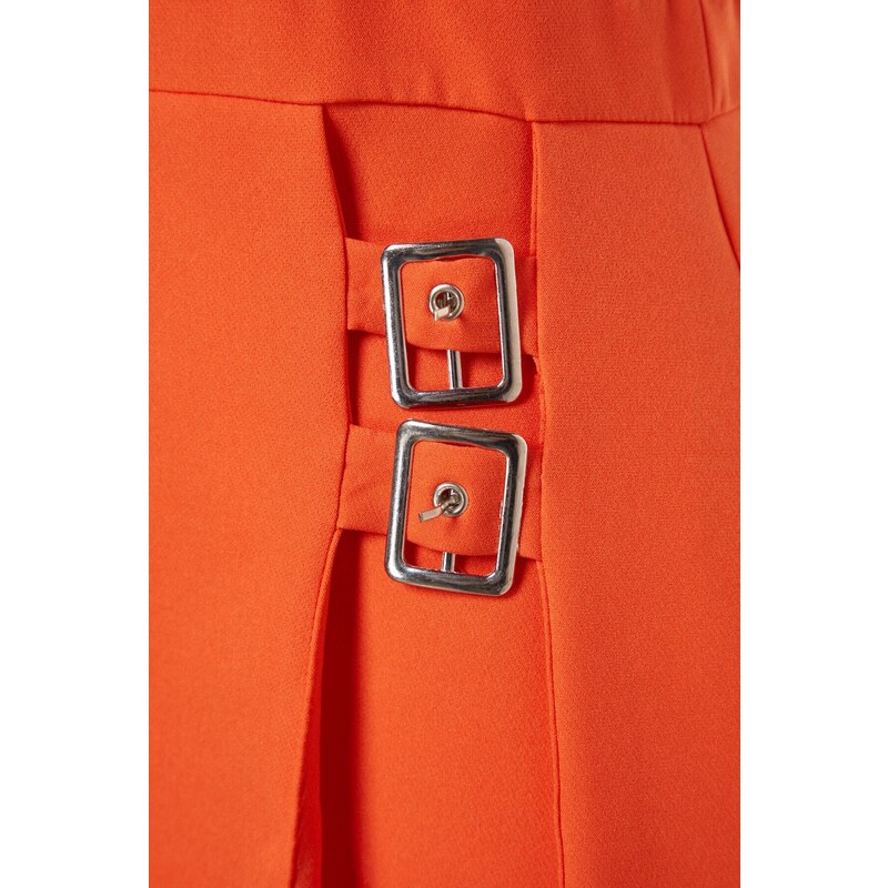Trendyol Orange Mini Short Skirt with Belt Detail Woven Jumpsuit