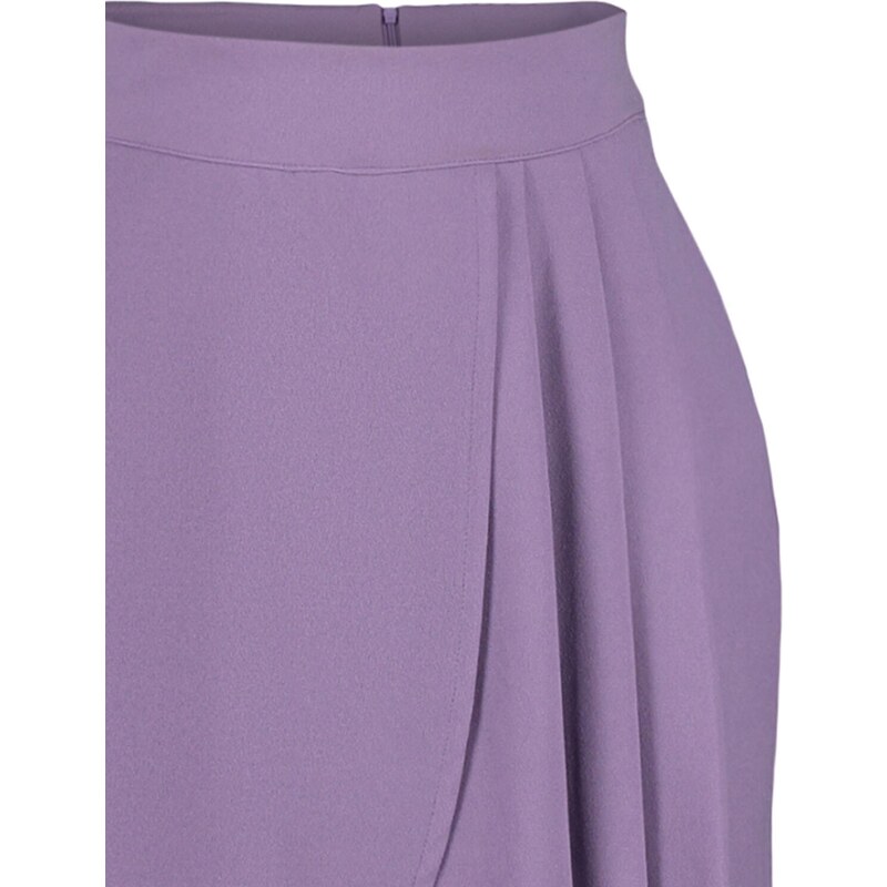 Trendyol Lilac Pleat Detailed Crepe Knitted Shorts Skirt