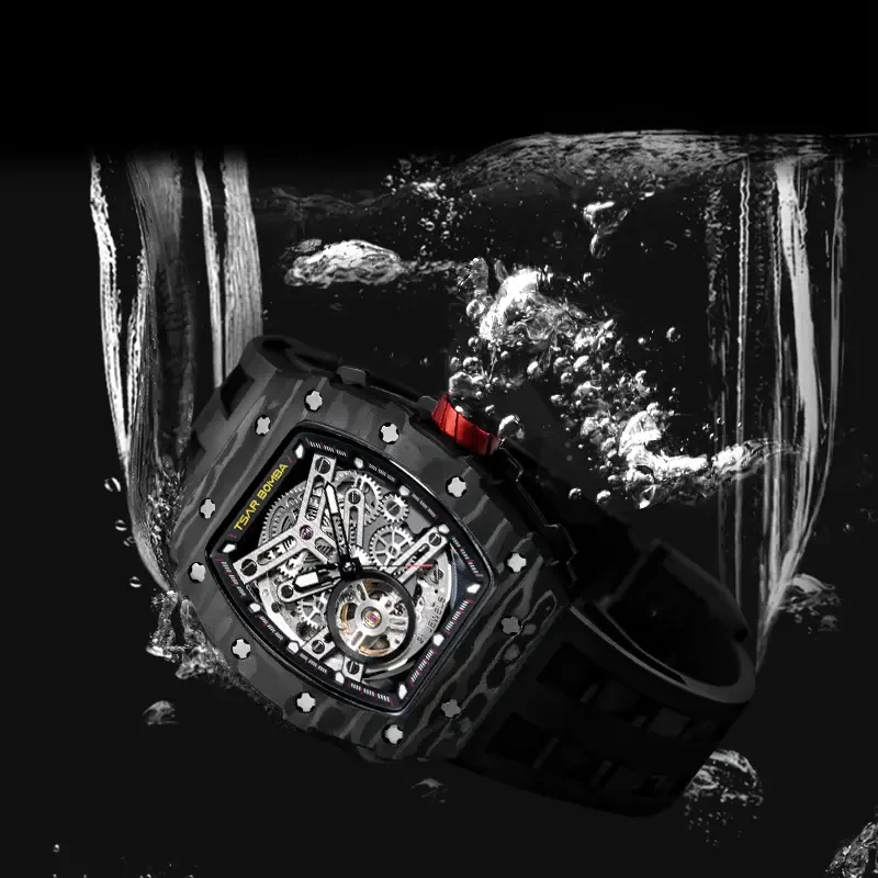 Tsarbomba Černé pánské hodinky Tsar Bomba Watch s gumovým páskem TB8208CF -  Cool Black Automatic 43,5MM - GLAMI.cz