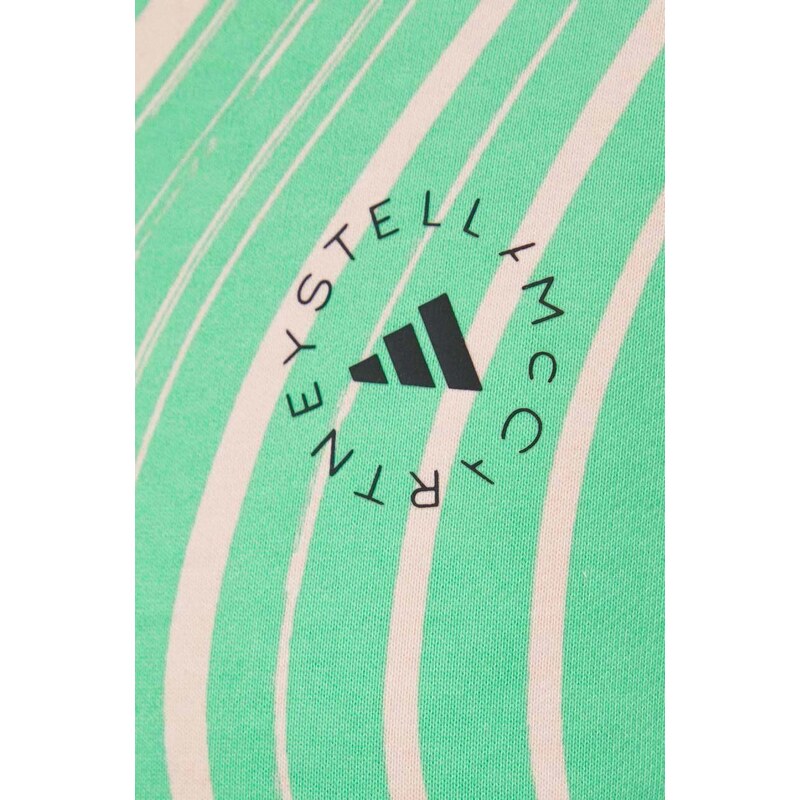 Bavlněná mikina adidas by Stella McCartney dámská, zelená barva, vzorovaná