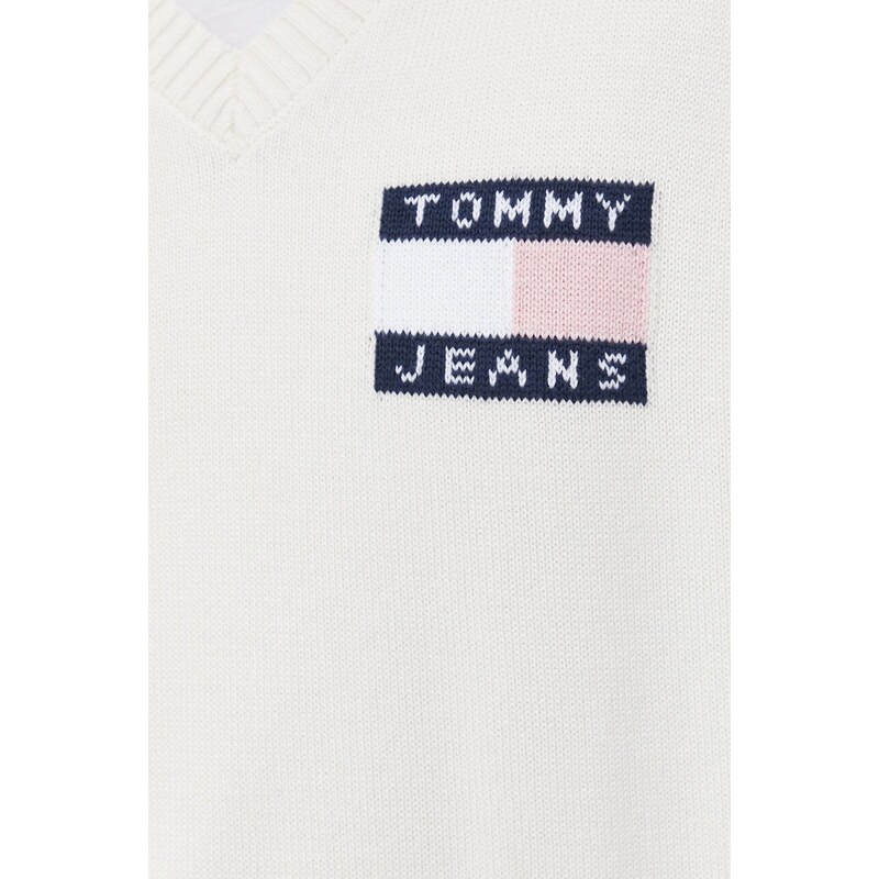 Bavlněná vesta Tommy Jeans bílá barva
