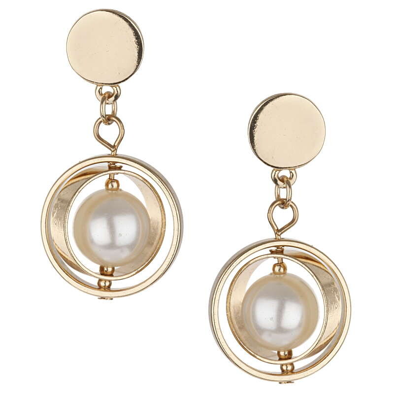 Topshop Circle Pearl Drop Earrings