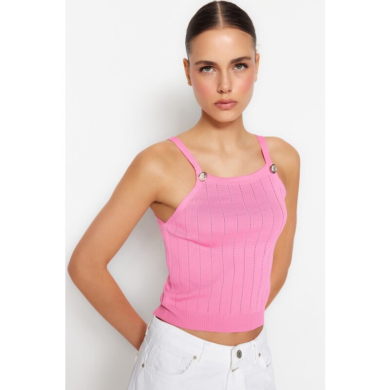 Trendyol Pink Thin Knitwear Blouse with Buttons