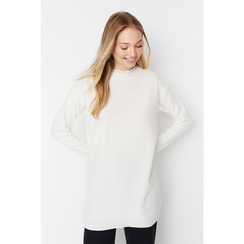 Trendyol Ecru Sleeves Pearl Detailed Knitwear Sweater