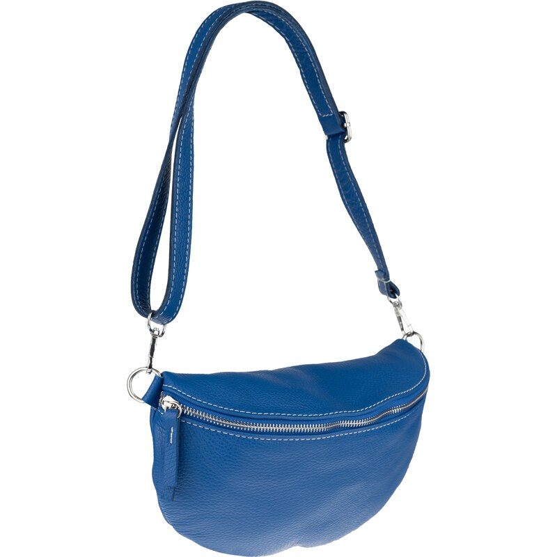 Modrá kožená italská crossbody kabelka Reni Grande Blu