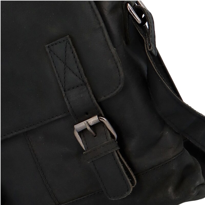 Pánská kožená crossbody taška černá - Greenwood Yassin černá