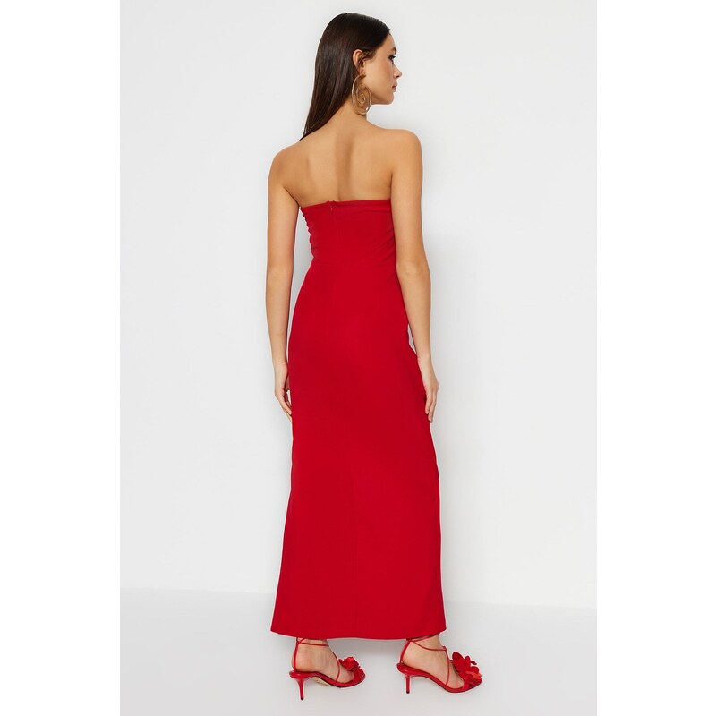 Trendyol Red Woven Long Evening Dress