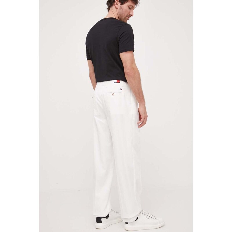 Bavlněné kalhoty Tommy Hilfiger x Shawn Mendes bílá barva, jednoduché