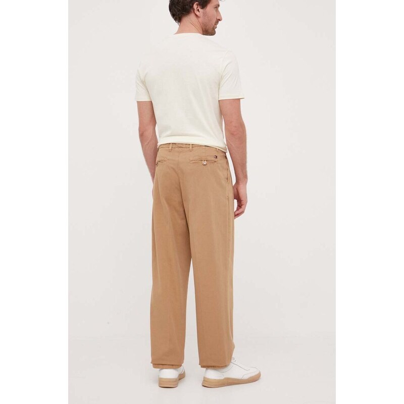 Bavlněné kalhoty Tommy Hilfiger x Shawn Mendes hnědá barva, jednoduché
