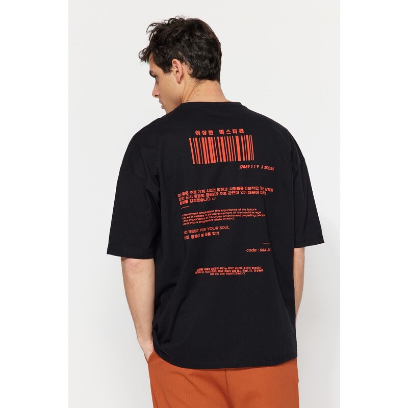 Trendyol Black Oversize/Široký střih Krátký rukáv Dálný východ