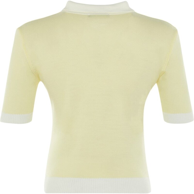 Trendyol Yellow Color Block Polo Neck Knitwear Blouse