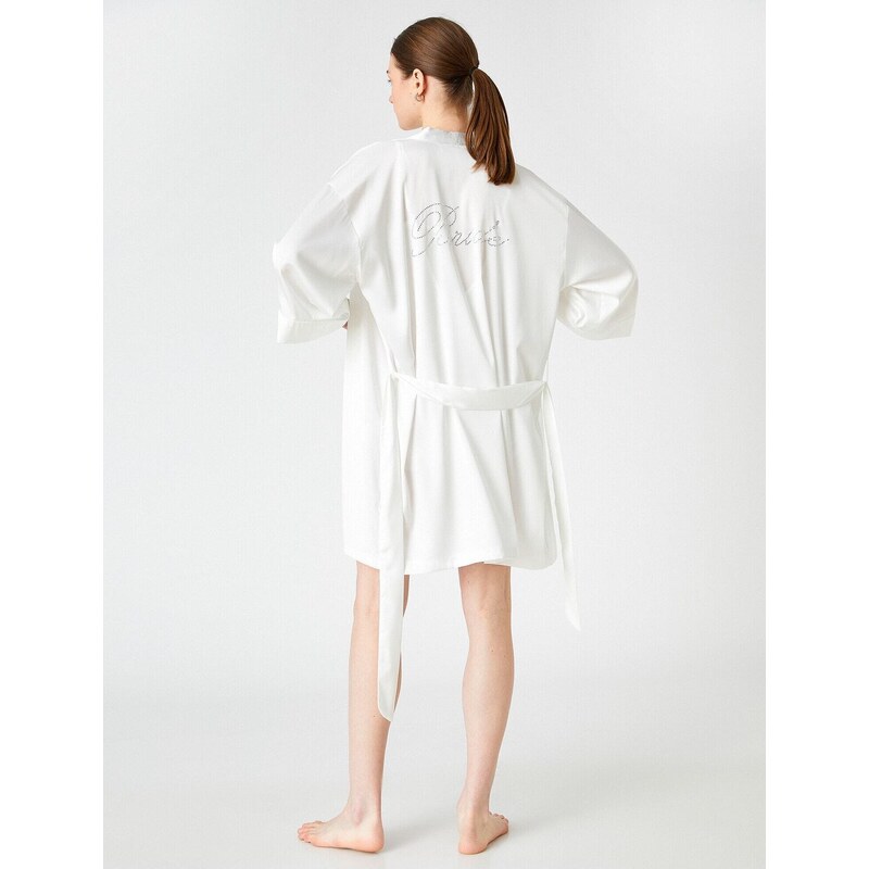 Koton Bridal Satin Dressing Gown with Belted