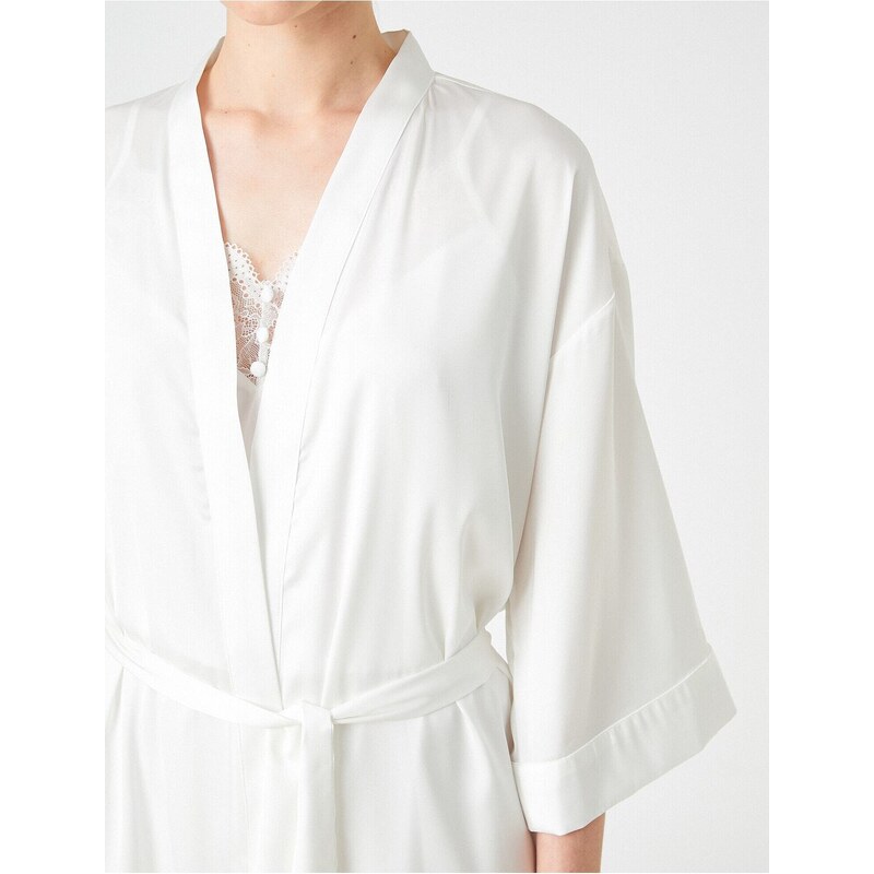 Koton Bridal Satin Dressing Gown with Belted