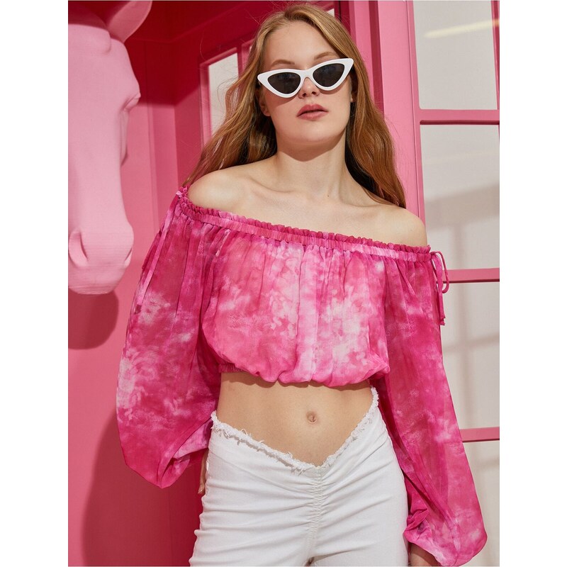 Koton Off Shoulder Balloon Sleeve Crop Blouse