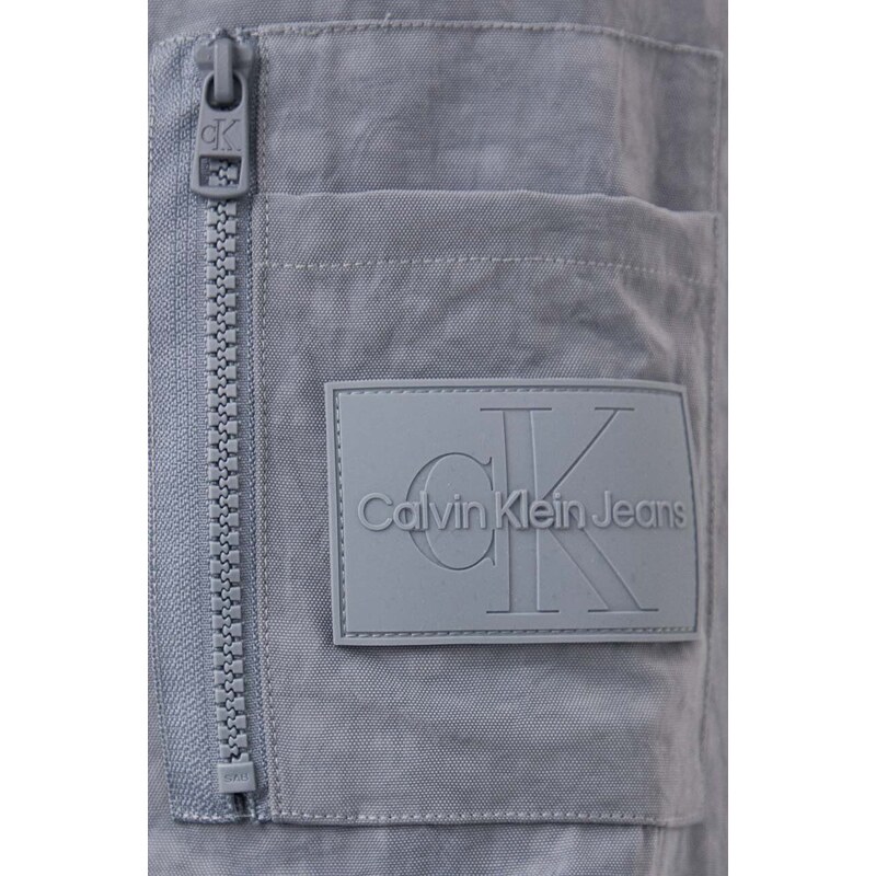 Bomber bunda Calvin Klein Jeans šedá barva, přechodná
