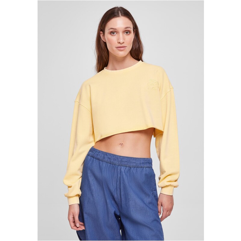 Urban Classics Dámské oříznuté květinové výšivky Terry Crewneck