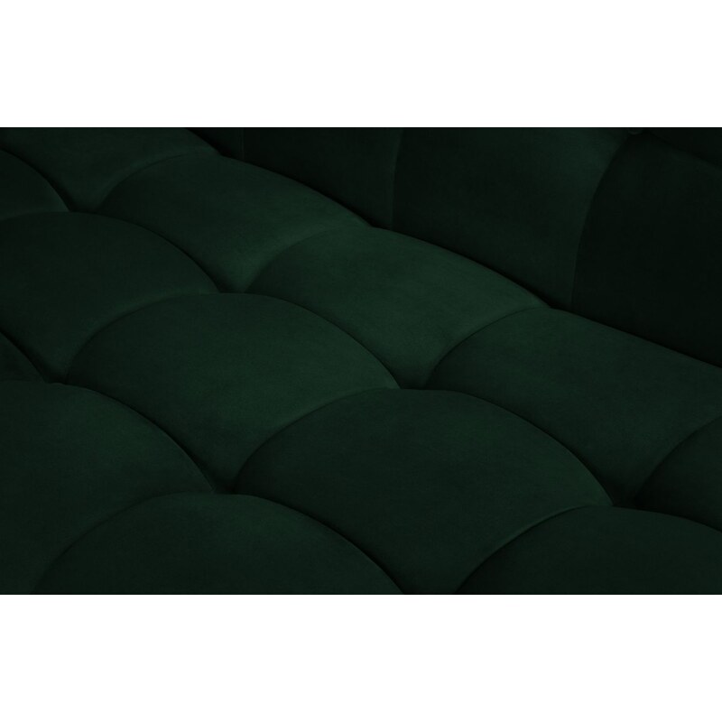 Lahvově zelená sametová trojmístná pohovka MICADONI Karoo 224 cm s černou podnoží