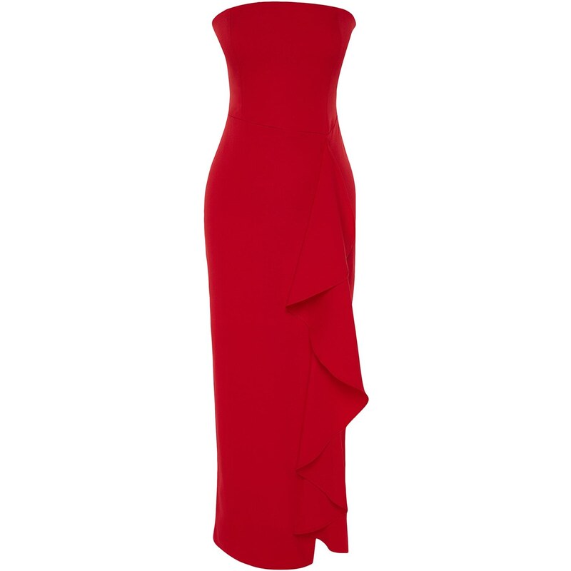 Trendyol Red Woven Long Evening Dress