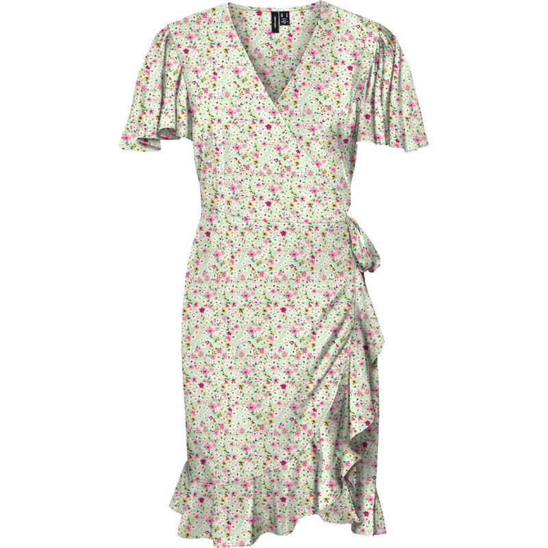 VERO MODA Šaty Emma pastelově žlutá / mátová / pink / bílá