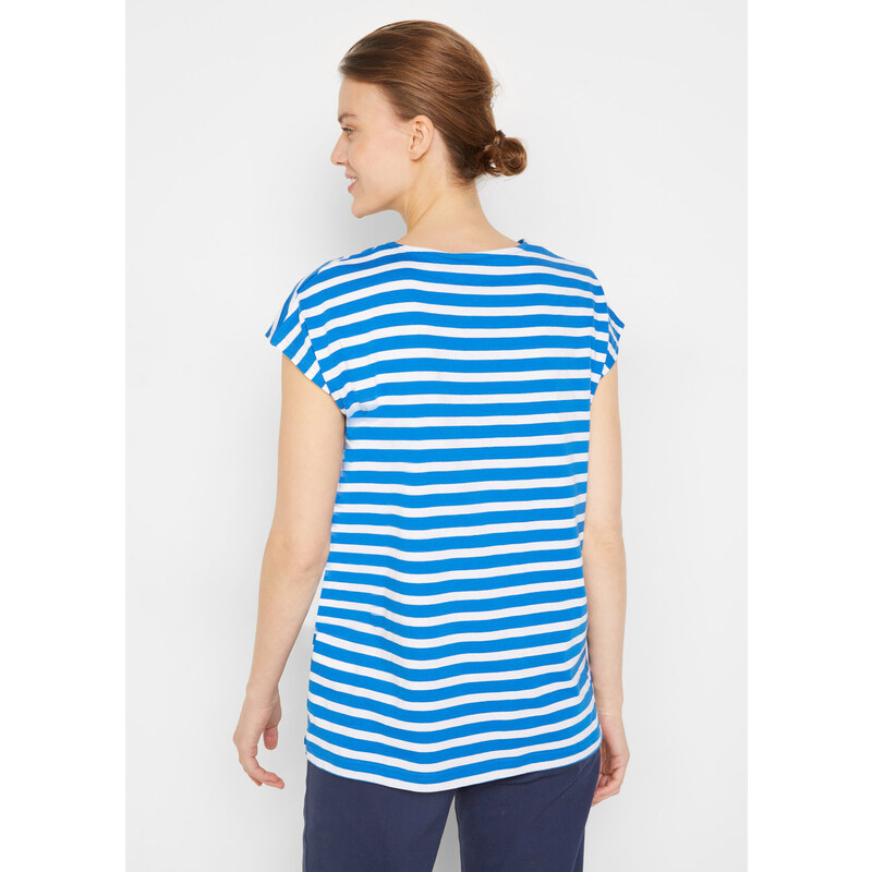 bonprix Udržitelné pruhované tričko Oversized Modrá