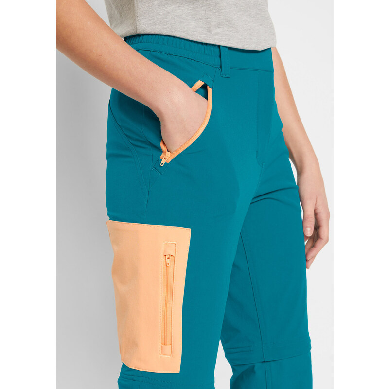 bonprix Funkční kalhoty s odnímatelnými nohavicemi, rovný střih, voděodolné Petrolejová
