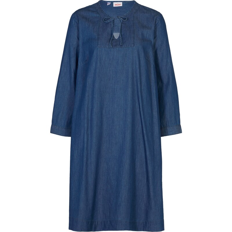 bonprix Džínové šaty s kapsami Modrá