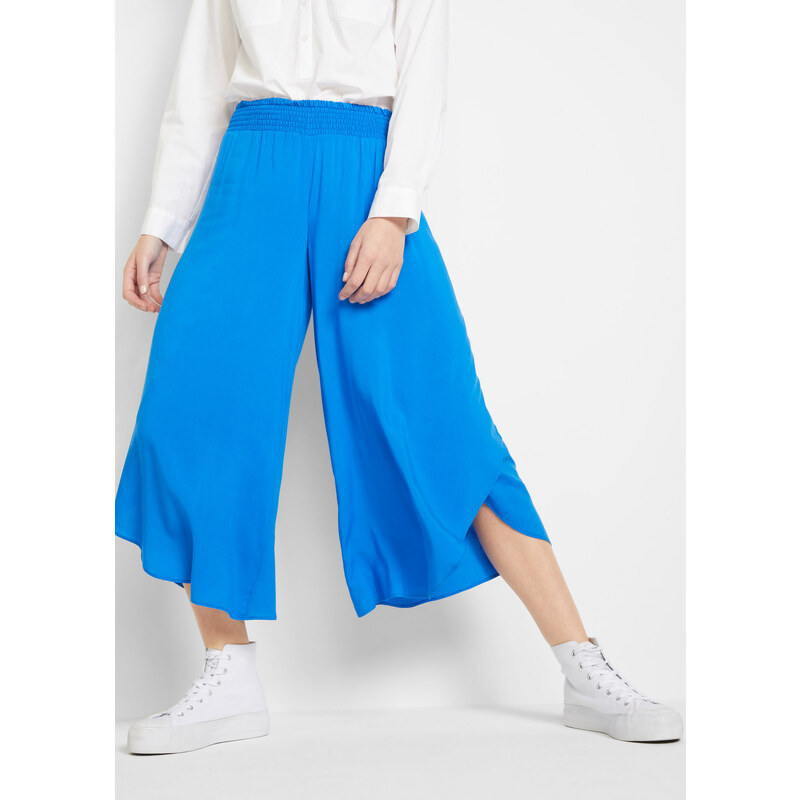 bonprix Kalhoty Culotte s gumov m pr vlekem v pase Modr 54 GLAMI.cz