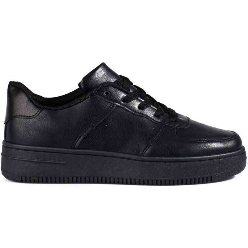 Shelvt black sports shoes with thick soles