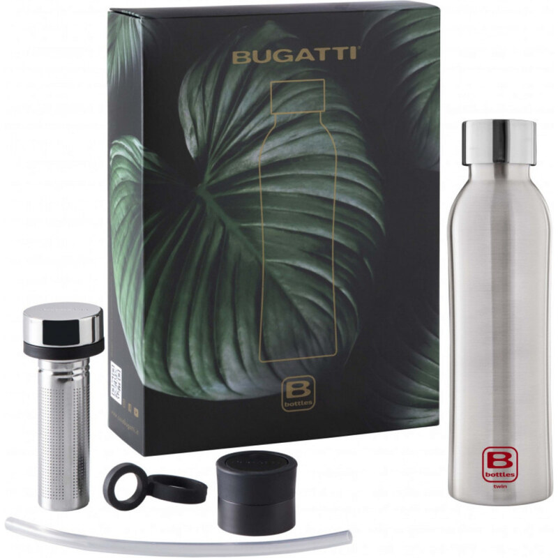 Bugatti dárkový set B Bottles Twin Steel Brushed termolahev a příslušenství, BBT-KSS500IN-N