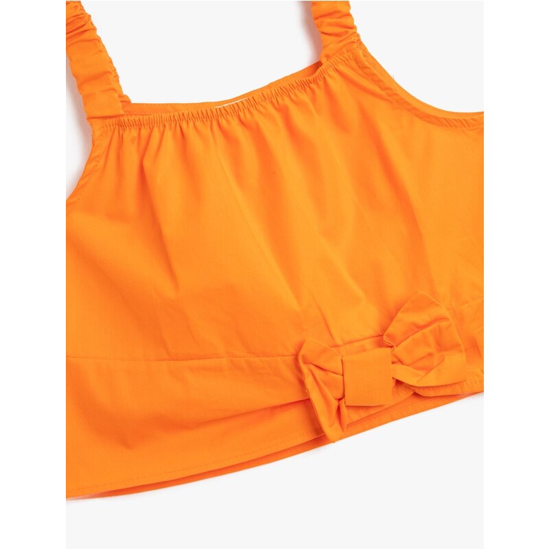 Koton Crop Tops with Straps and Bow Detail Cotton
