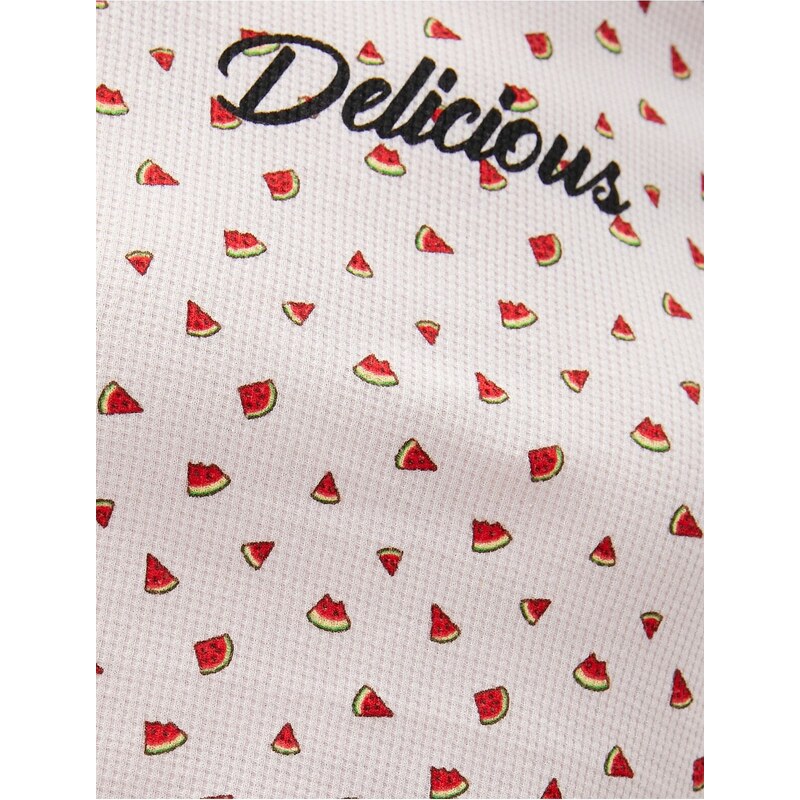 Koton Crop T-Shirt Watermelon Printed Crew Neck Short Sleeve