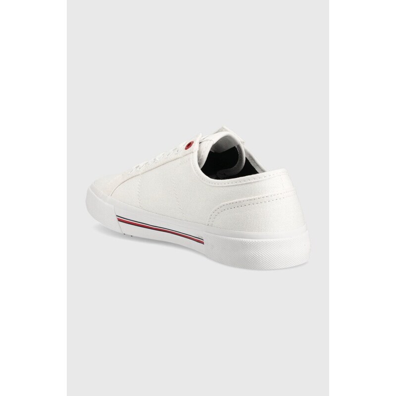 Tenisky Tommy Hilfiger CORE CORPORATE VULC CANVAS pánské, bílá barva, FM0FM04560