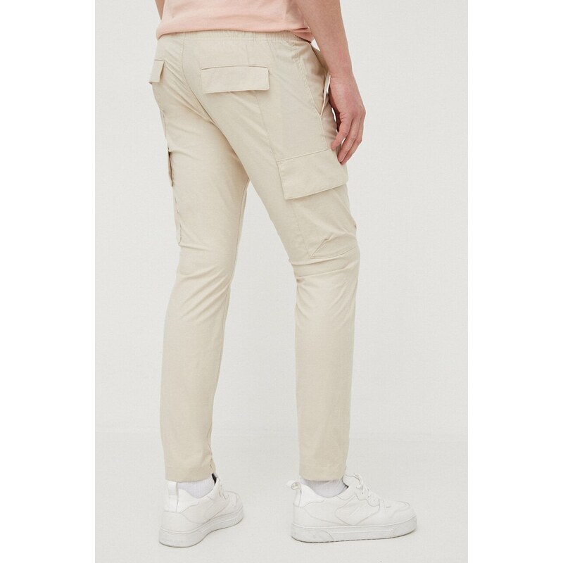 Kalhoty Calvin Klein Jeans pánské, béžová barva, jednoduché