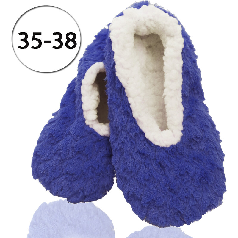 Emi Ross EJ-2201-BL5 Dámské pantofle, baleríny z ovčí vlny, 35-38 jednobarevné 2, modrá